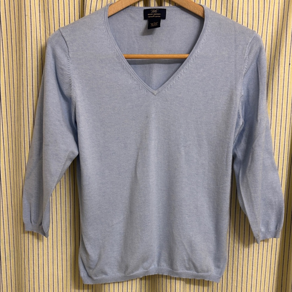 Brooks Brothers Light Blue Cotton Blend Top